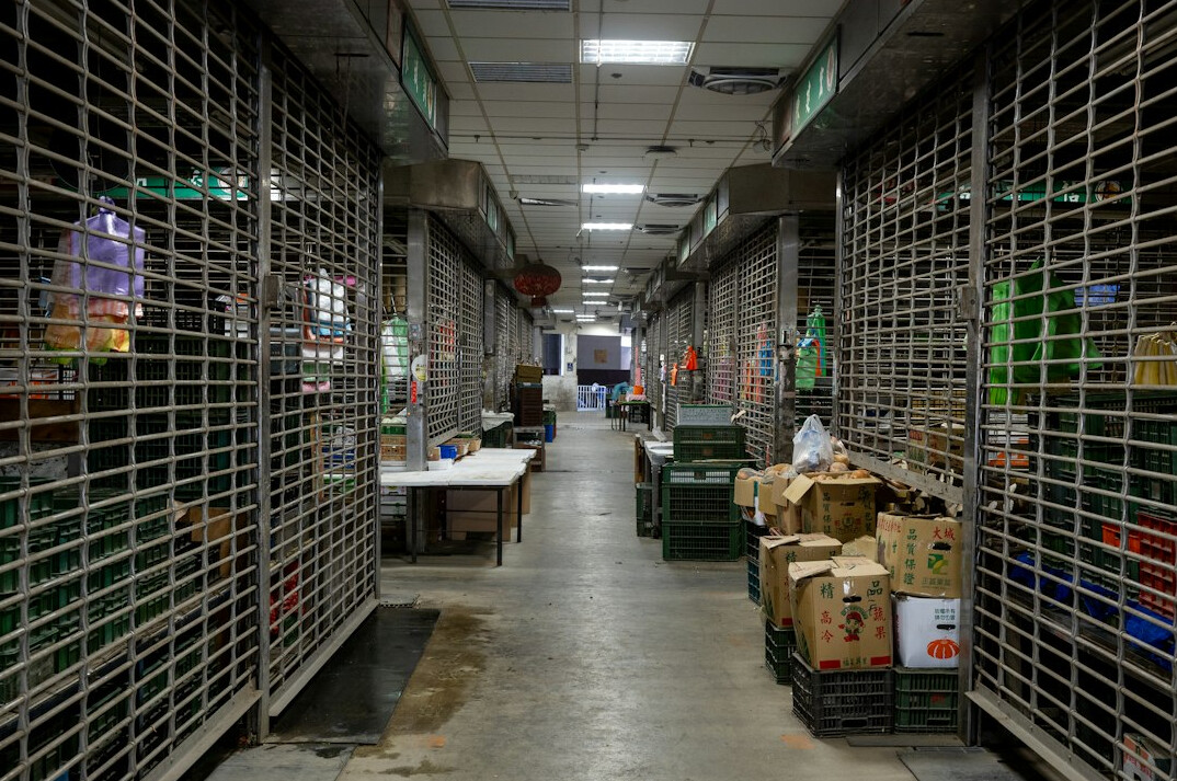 abandoned shopping cart in aisle